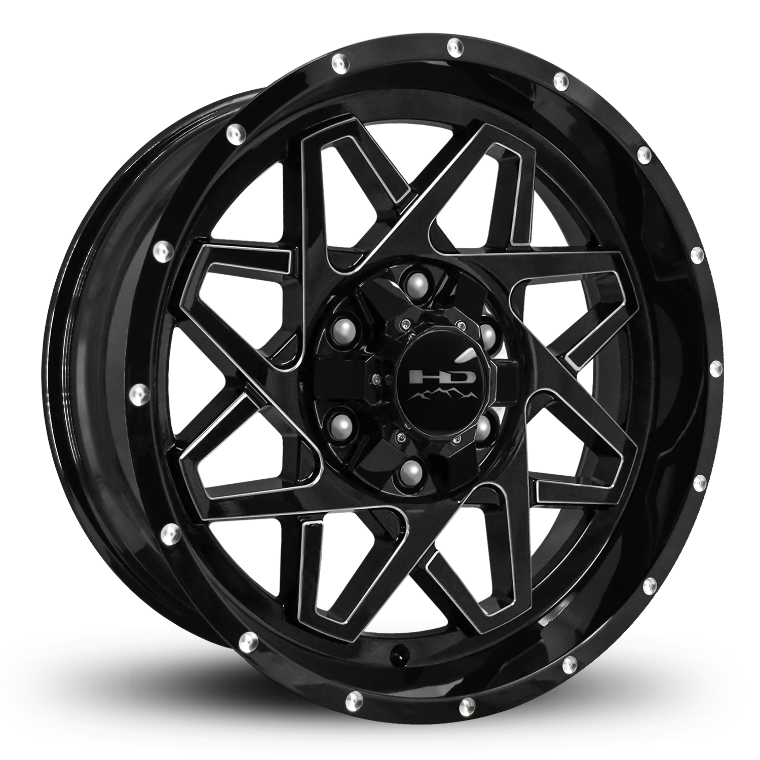 HD Offroad Gridlock 20x9 -10 6x135/6x139.7mm 106.2mm Gloss Black/Milled Edge