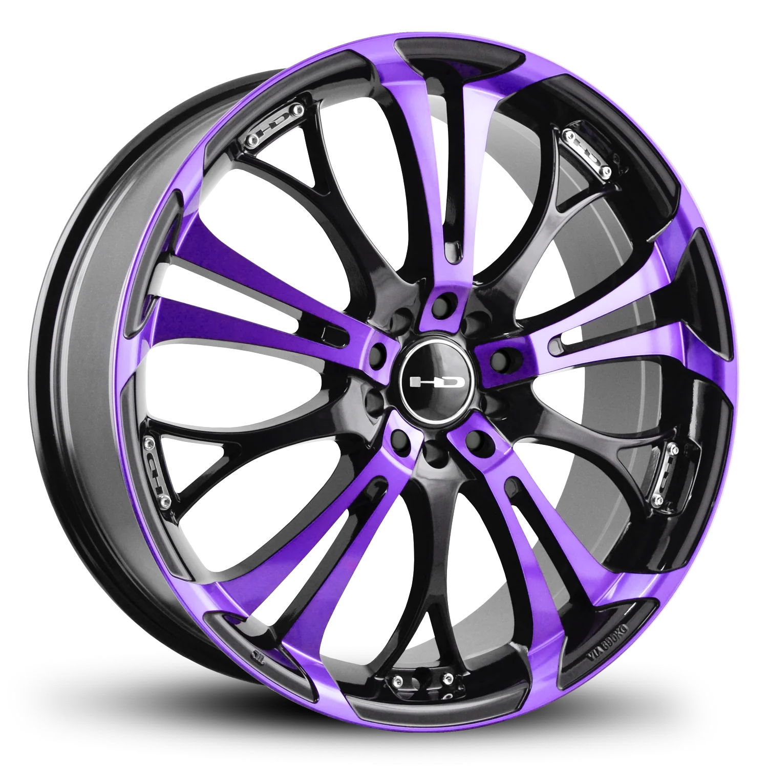 HD Wheels Spinout 22x8.5 +20 5x115/5x120mm 74.1mm Gloss Purple&BK/Machined Face