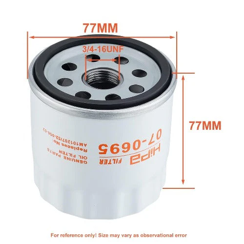 Hipa 07-0695 Oil Filter for Briggs Stratton Toro Engine Kohler 52 050 02 52-050-02-S 25-050-34-S 52-050-02-S1 CH11-CH15 CV11-CV22 M18-M20 MV16-MV20 - Image 2