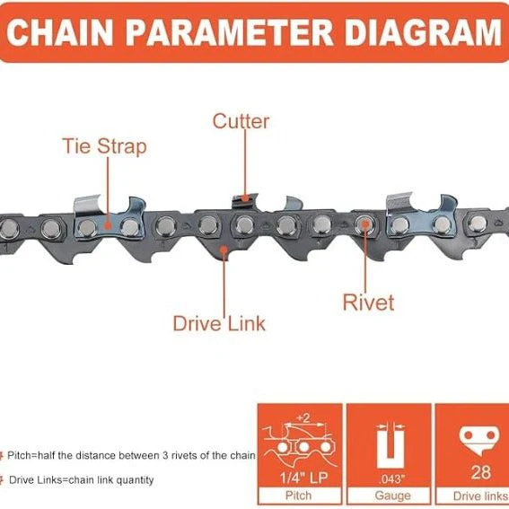 Hipa 4 Inch Chain 1/4 Mini-pitch .043 Gauge 28 DL for Stihl GTA 26 Replace Blade Pruner Hand Held 4-inch Bar Mini Cordless Electric Saw (Pack of 4) - Image 4