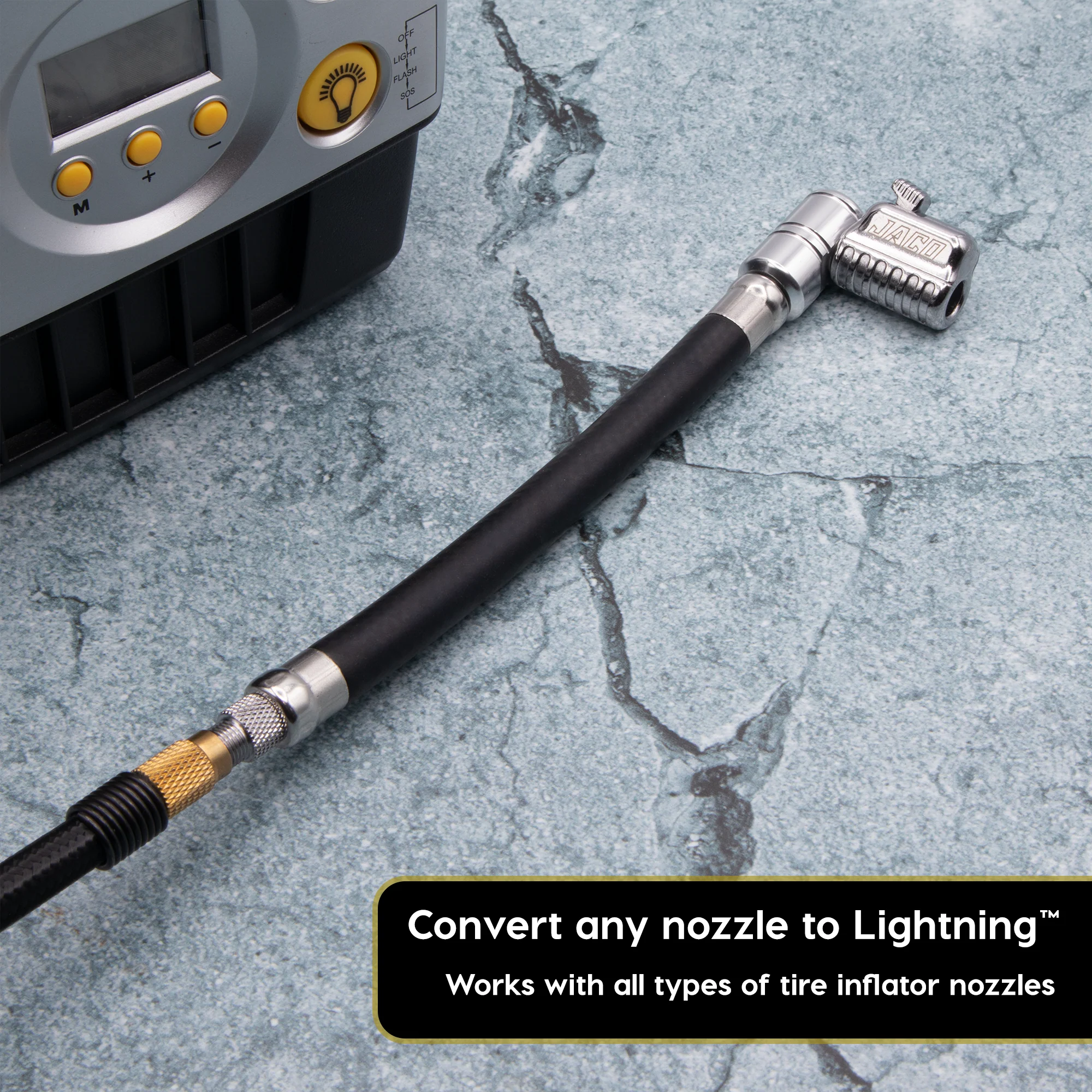 Lightning L2X Tire Inflator Hose Extension Self-Locking Nozzle | Patented Lock-on Air Hose Adapter for Tire Pumps (Open Flow) - Image 10