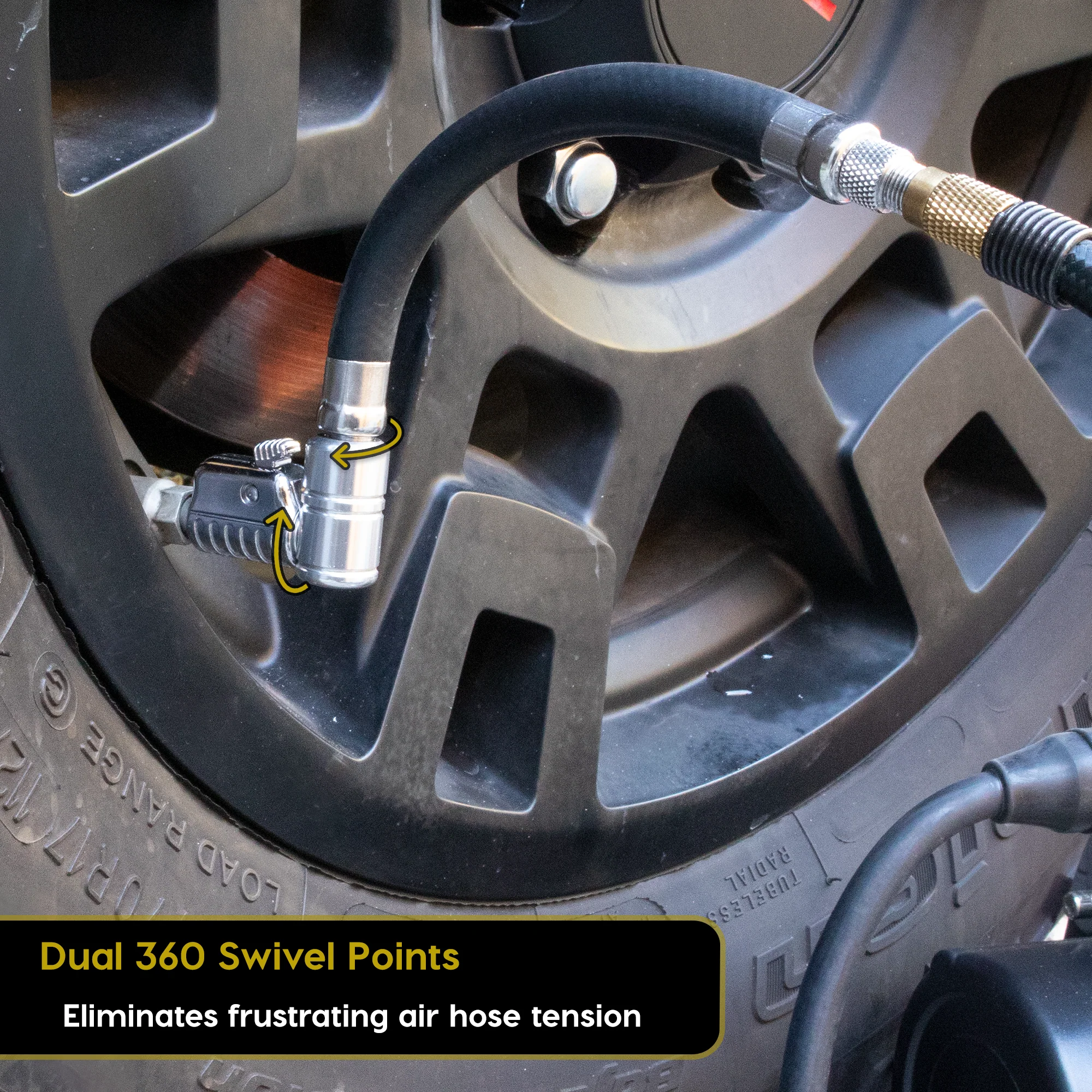 Lightning L2X Tire Inflator Hose Extension Self-Locking Nozzle | Patented Lock-on Air Hose Adapter for Tire Pumps (Open Flow) - Image 7