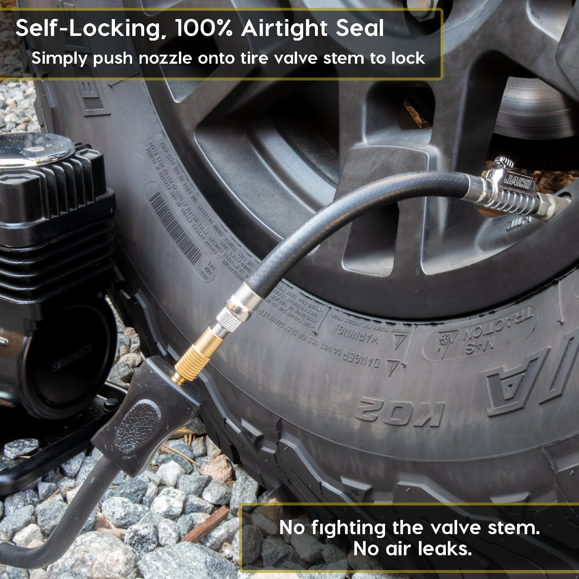 Lightning S2X Tire Inflator Hose Extension Self-Locking Nozzle | Patented Air Hose Adapter for Tire Pumps (Open Flow) - Image 4