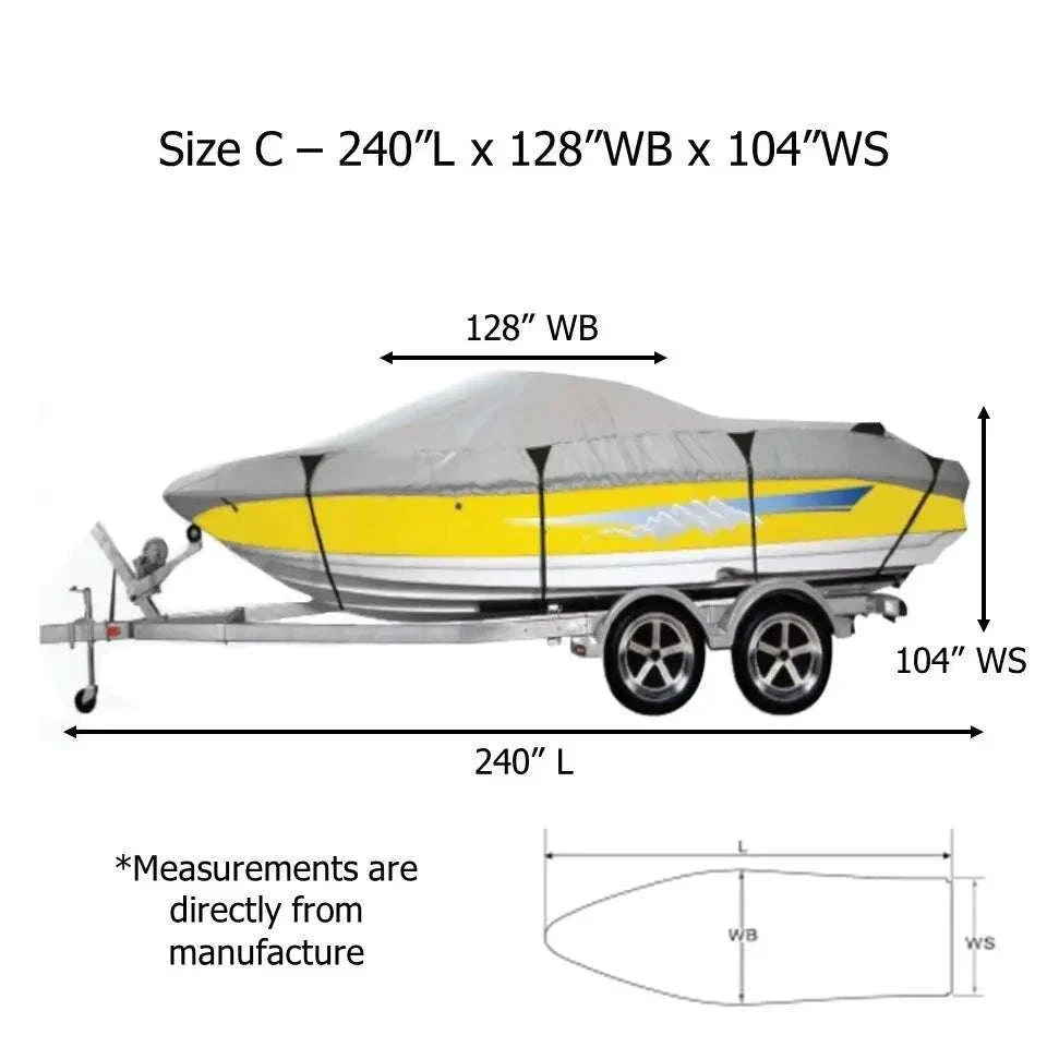 Premium 600 Denier Boat Cover Size C, fits 16ft to 18.5ft Boats - Image 3