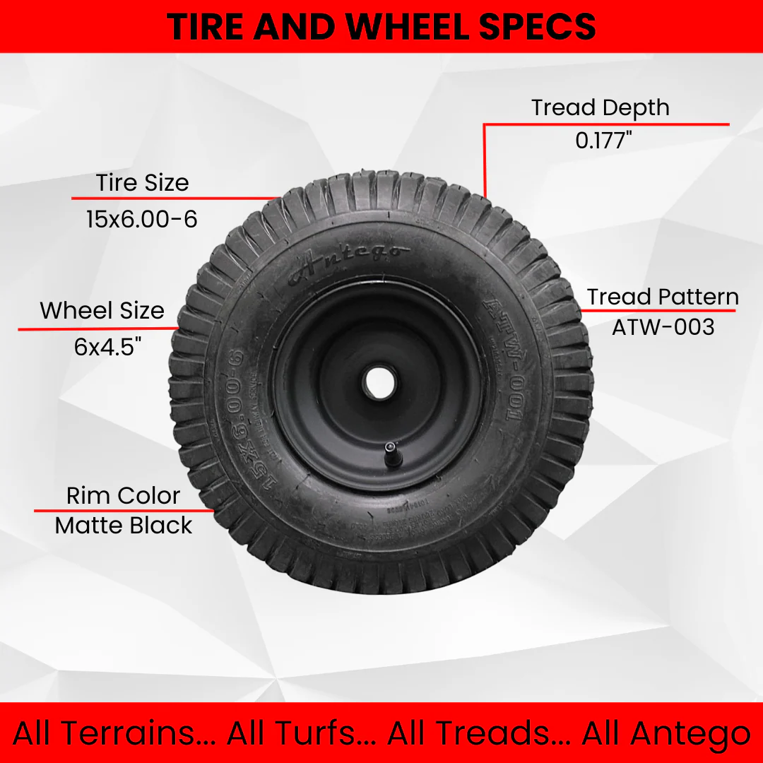 (Qty: 1) Matte Black Universal Fit 15x6.00-6 Tires & Wheels 4 Ply for Lawn & Garden Mower Turf Tires .75" Bearing
