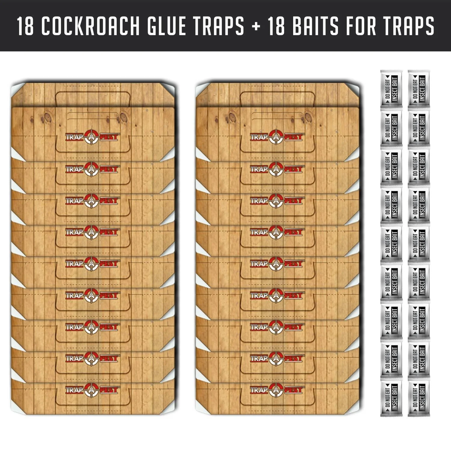 Roach Traps Indoor Sticky (18 Pack) - Glue Traps for Roaches Bug Traps with Roach Bait Traps - Long Lasting Non-Toxic Children and Pet Friendly - Trap a Pest - Image 7