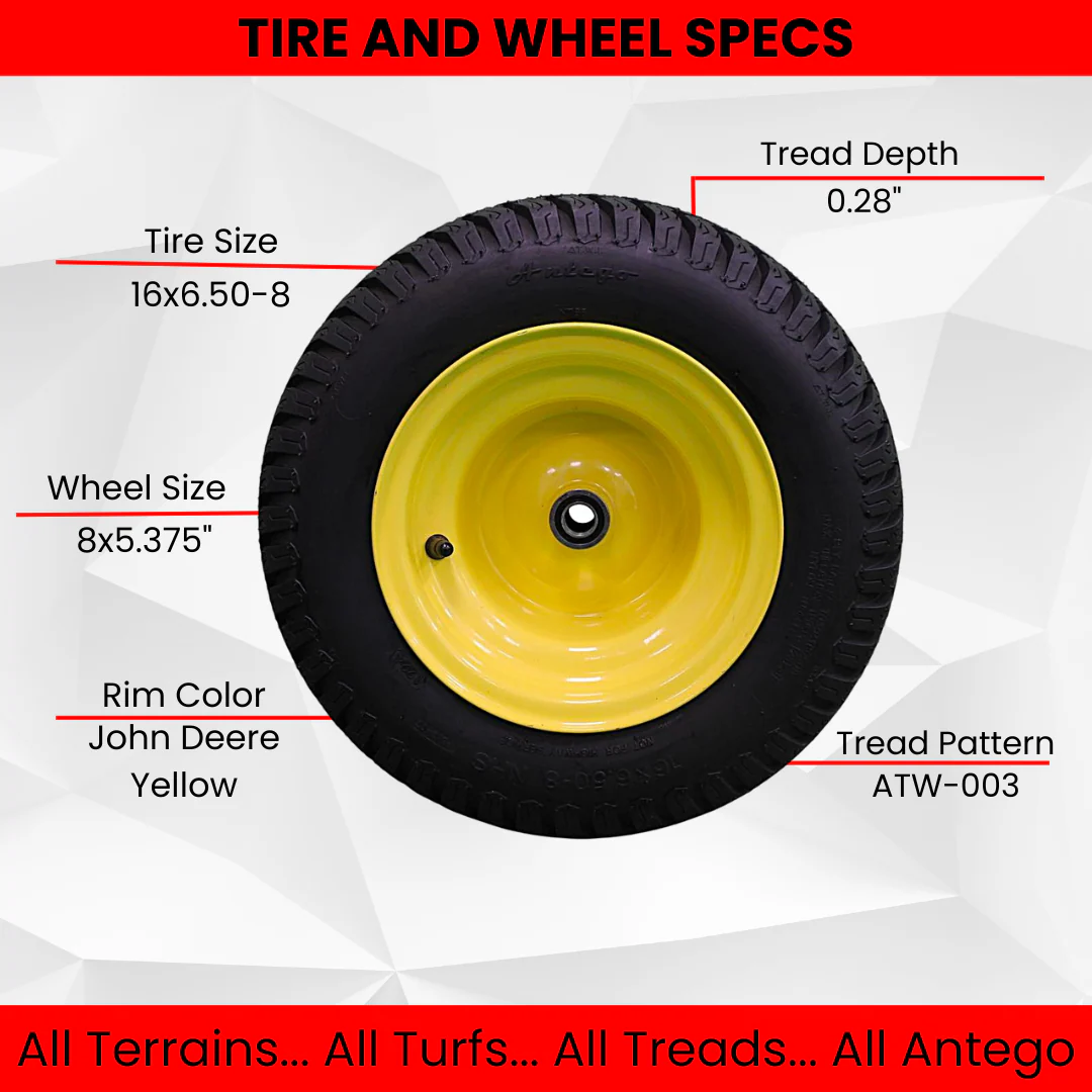 (Set of 2) 16x6.50-8 Turf Tire & Wheel Assembly .75 Precision Ball Bearing - ATW-003