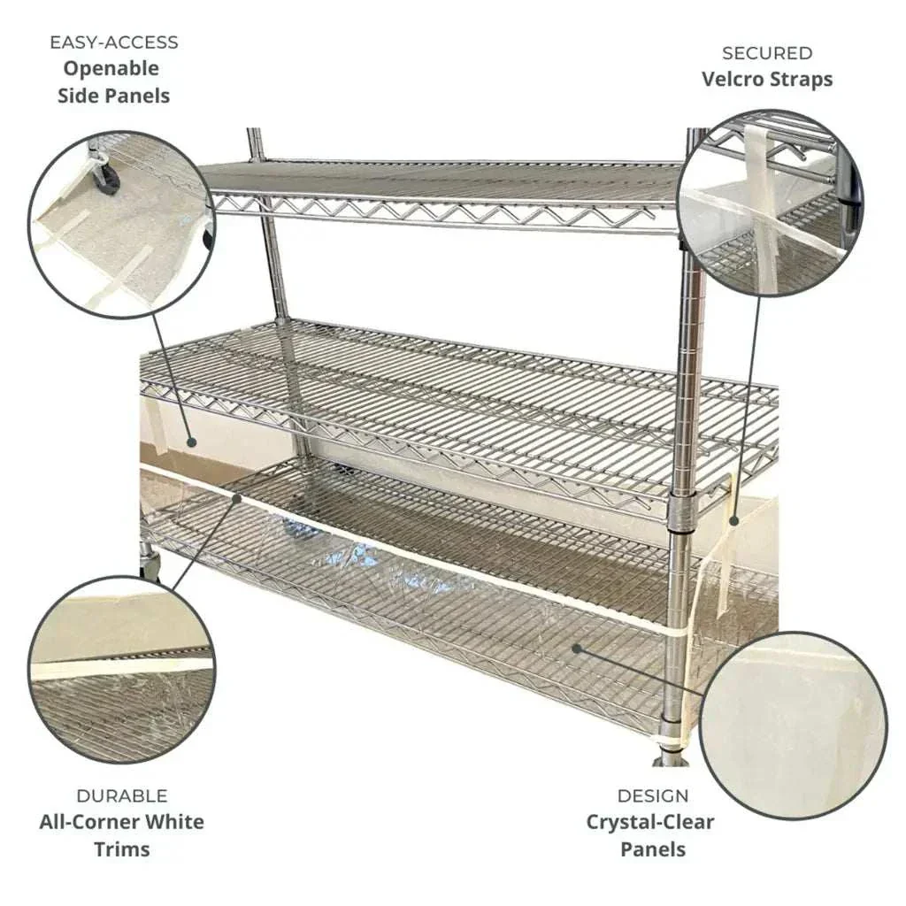Storage Shelving Bottom Cover, 72"W x 24"D x 6"H, All Clear PVC Panels (Bottom Part ONLY) - Image 2