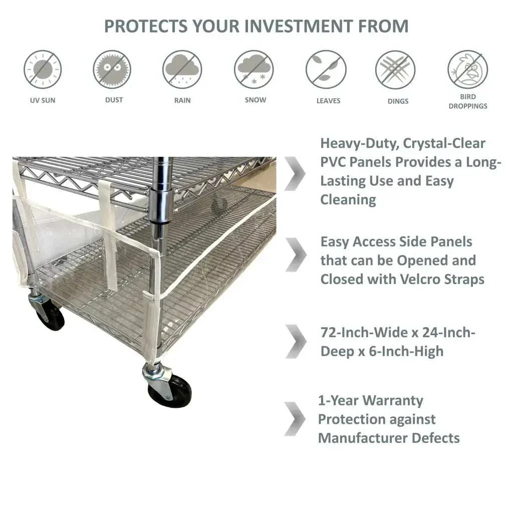 Storage Shelving Bottom Cover, 72"W x 24"D x 6"H, All Clear PVC Panels (Bottom Part ONLY) - Image 3