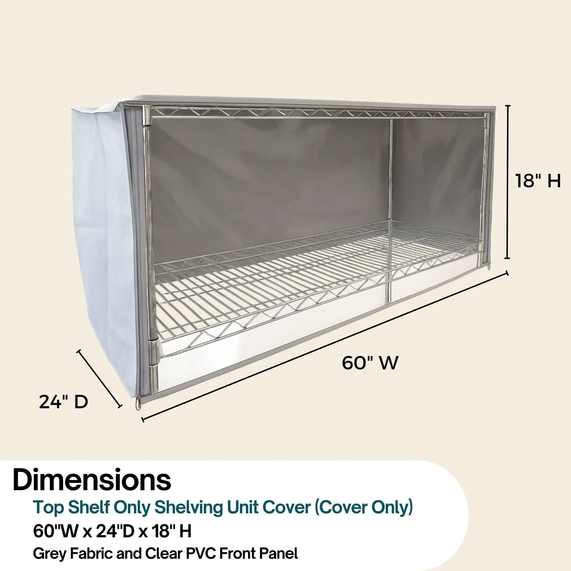 Storage Shelving Top Cover, 60"W x 24"D x 18"H, one side see through panel (Top Part ONLY) - Image 4