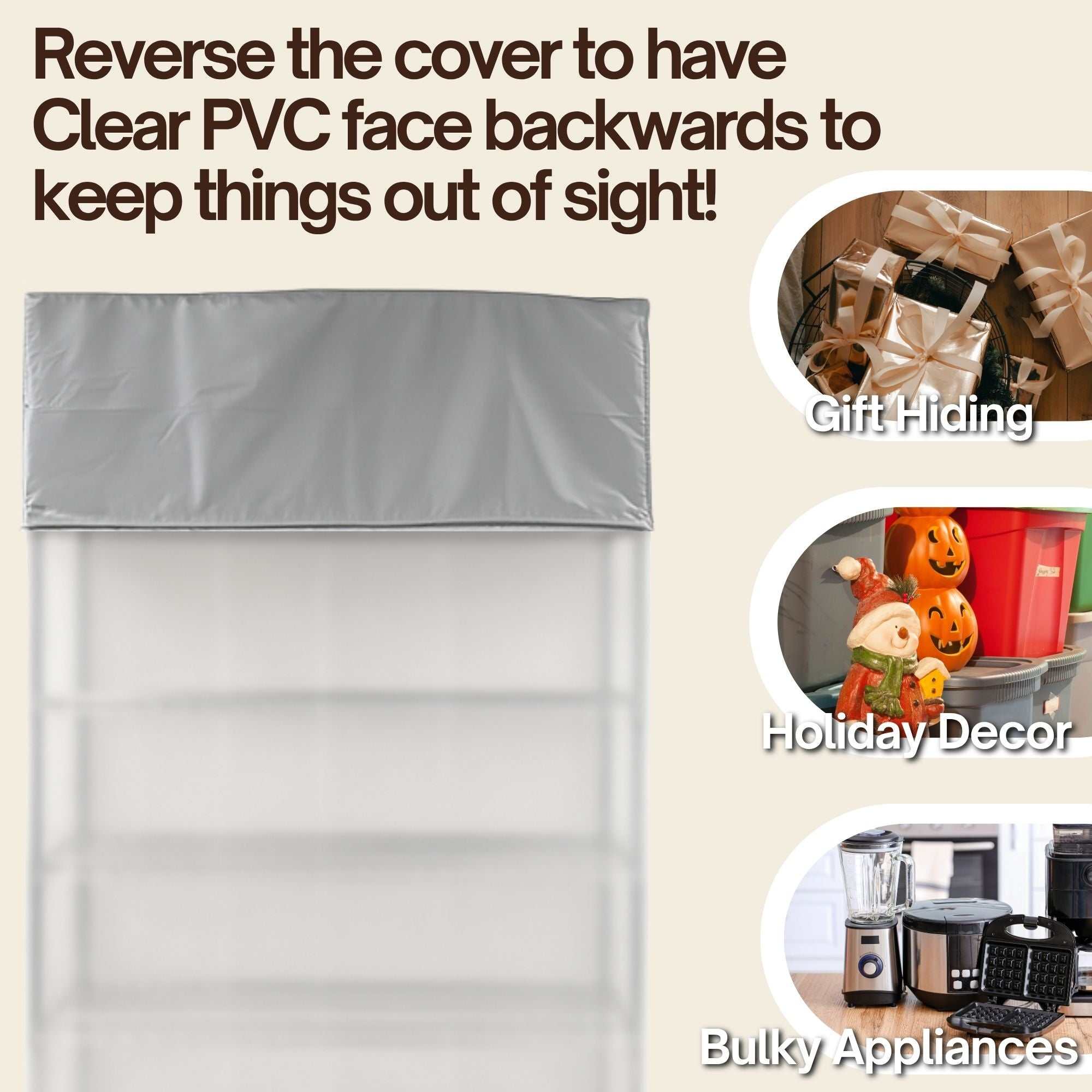 Storage Shelving Top Cover, 72"W x 24"D x 18"H, one side see through panel (Top Part ONLY) - Image 3