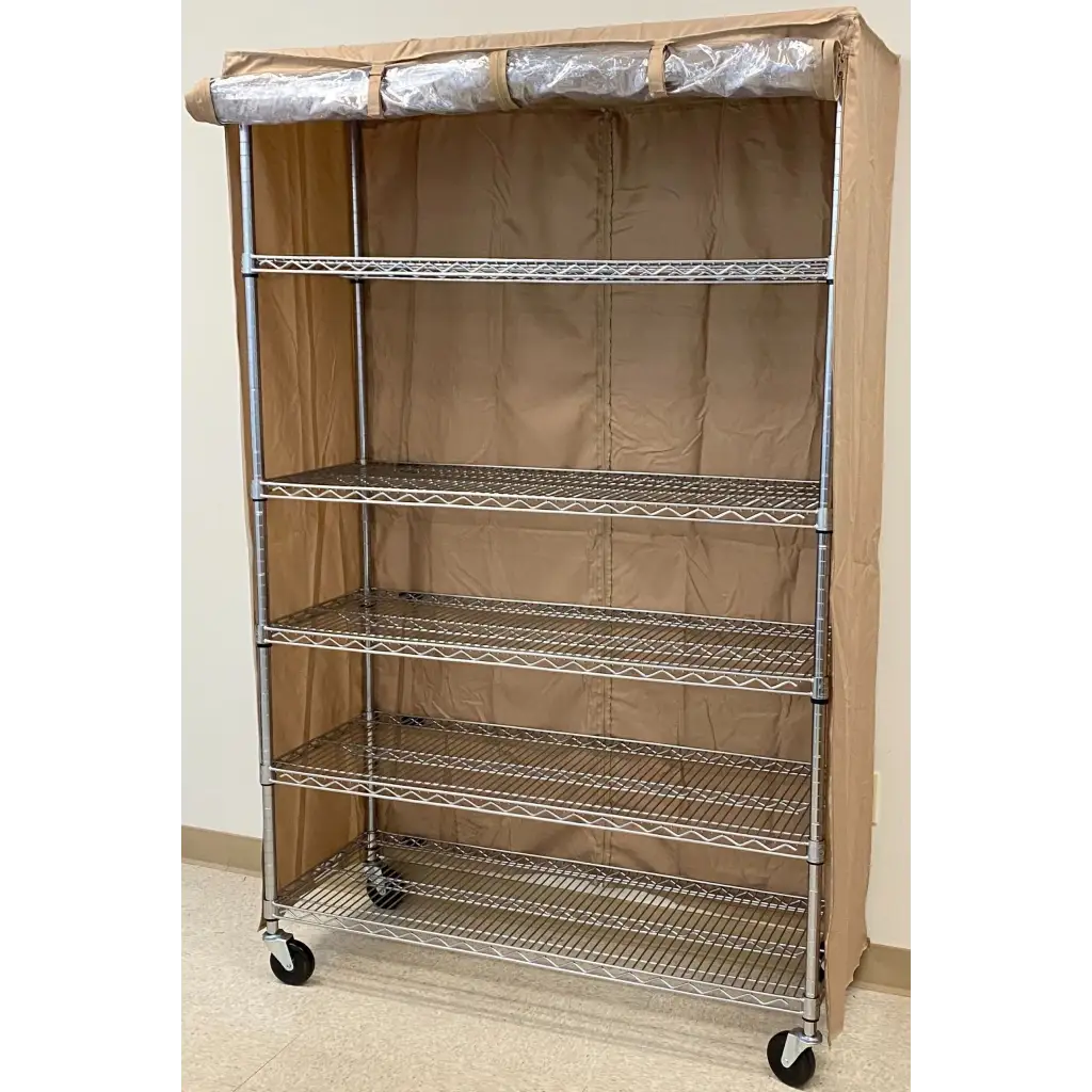 Storage Shelving Unit Cover, fits racks 36"W x 18"D x 72"H one side see through panel in Beige Khaki - Image 4