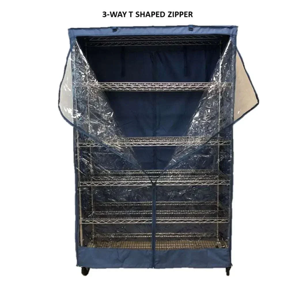 Storage Shelving Unit Cover, fits racks 36"W x 18"D x 72"H one side see through panel in Dusty Blue - Image 3