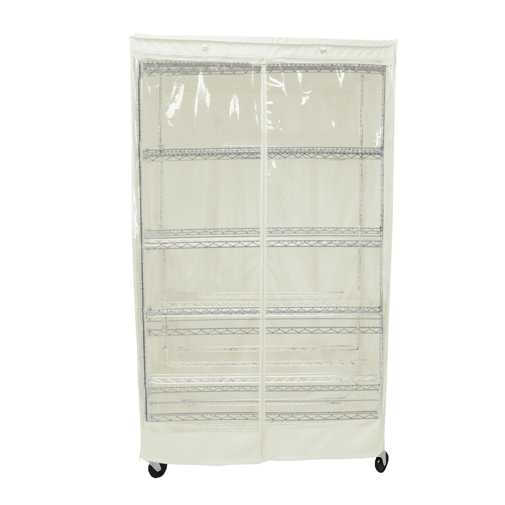 Storage Shelving Unit Cover, fits racks 36"W x 18"D x 72"H one side see through panel in Off White