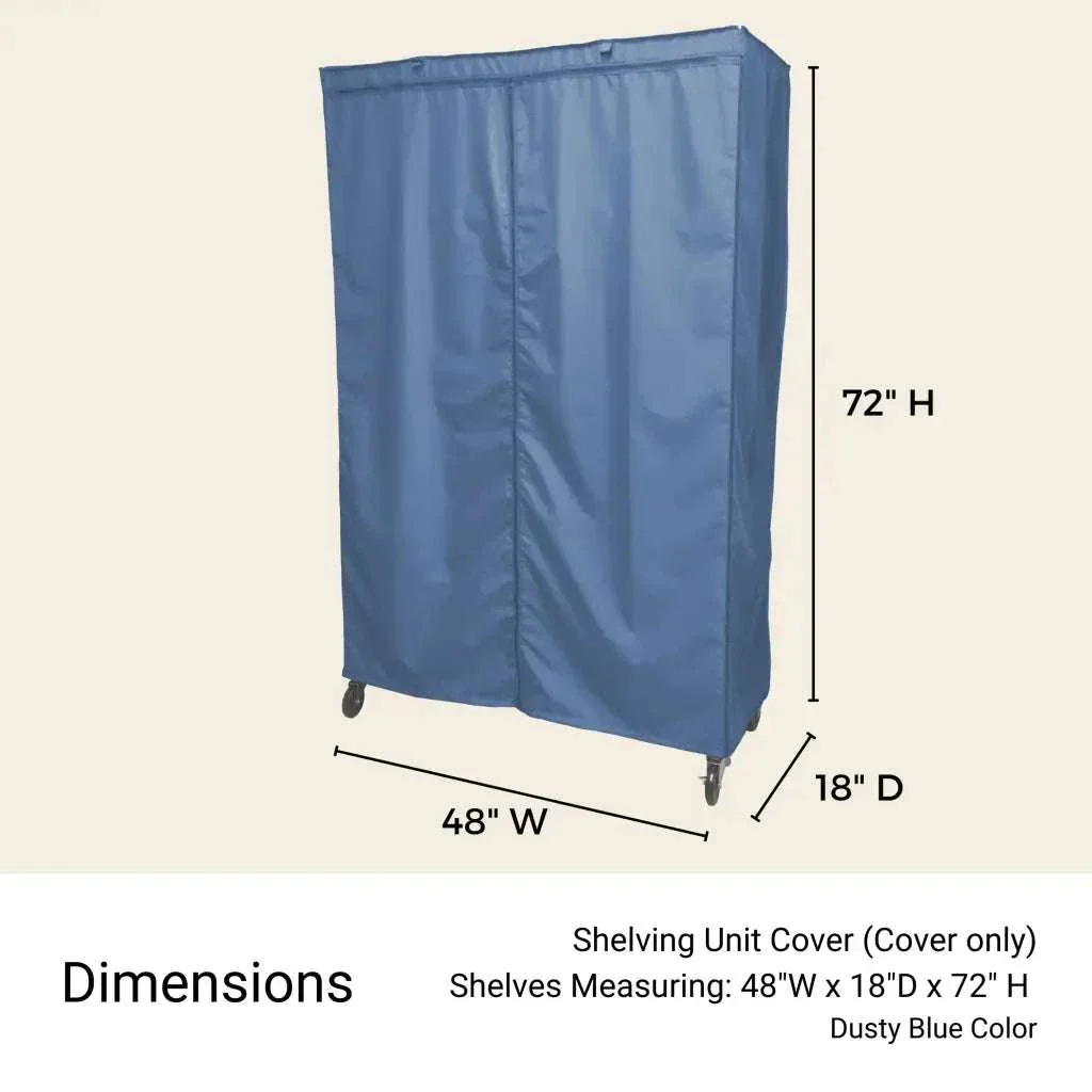 Storage Shelving Unit Cover, fits racks 48"W x 18"D x 72"H in Dusty Blue - Image 3