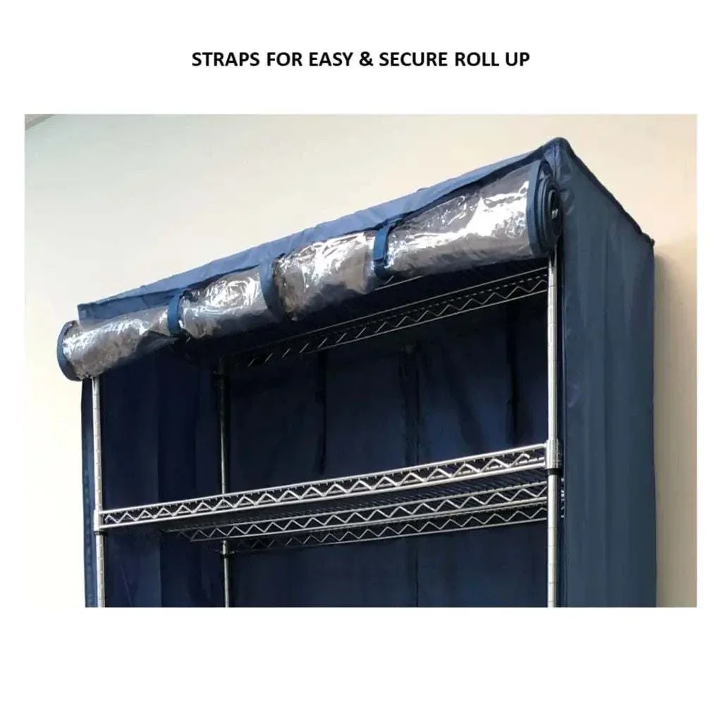 Storage Shelving Unit Cover, fits racks 48"W x 18"D x 72"H one side see through panel in Dusty Blue - Image 5