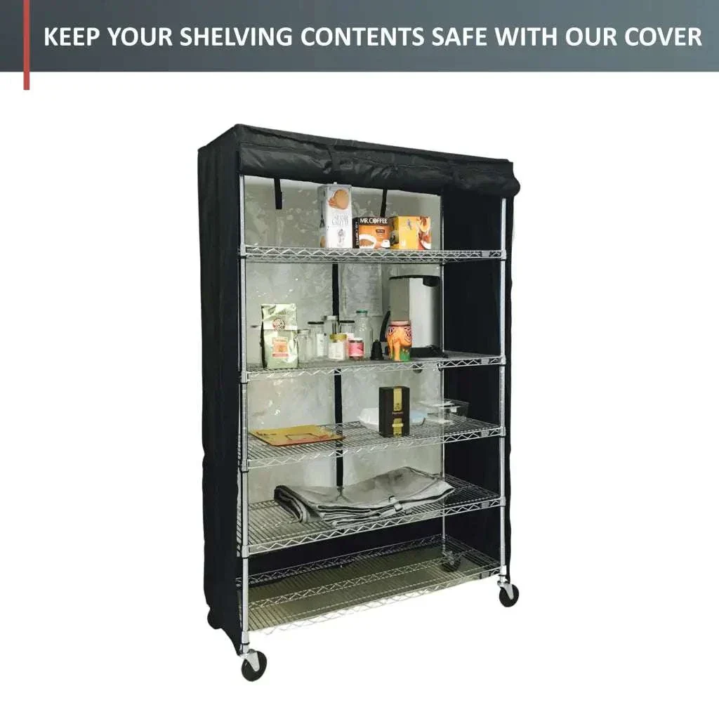 Storage Shelving Unit Cover, fits racks 48"W x 24"D x 72"H in Black - Image 6