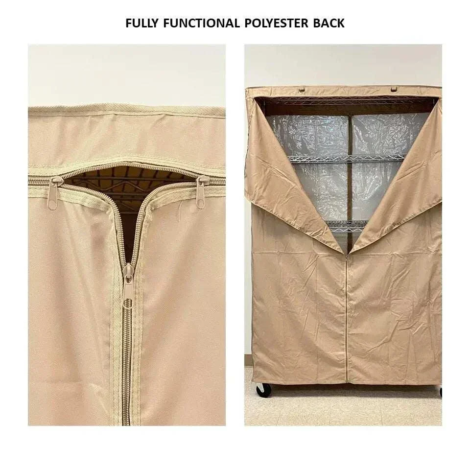 Storage Shelving Unit Cover, fits racks 48"W x 24"D x 72"H one side see through panel in Beige Khaki - Image 7