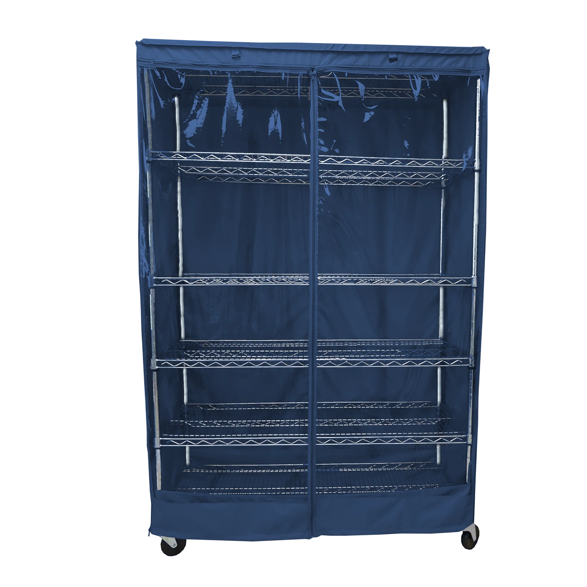 Storage Shelving Unit Cover, fits racks 48"W x 24"D x 72"H one side see through panel in Dusty Blue