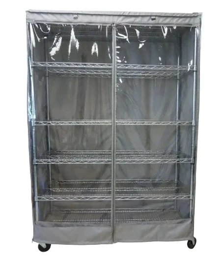 Storage Shelving Unit Cover, fits racks 48"W x 24"D x 72"H one side see through panel in Grey - 6 Pack