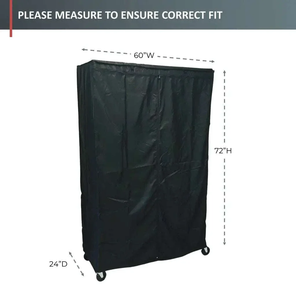 Storage Shelving Unit Cover, fits racks 60"W x 24"D x 72"H in Black - Image 3