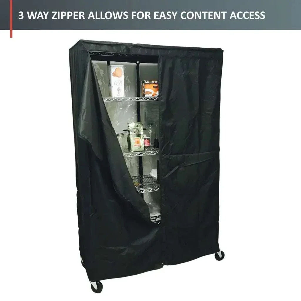 Storage Shelving Unit Cover, fits racks 60"W x 24"D x 72"H in Black - Image 5
