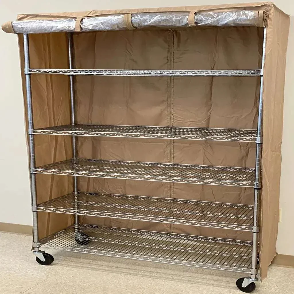 Storage Shelving Unit Cover, fits racks 60"W x 24"D x 72"H one side see through panel in Beige Khaki - Image 4