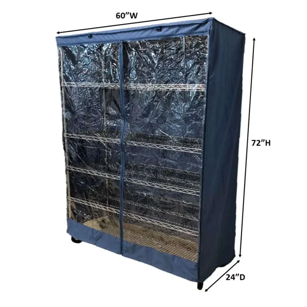 Storage Shelving Unit Cover, fits racks 60"W x 24"D x 72"H one side see through panel in Dusty Blue - Image 2
