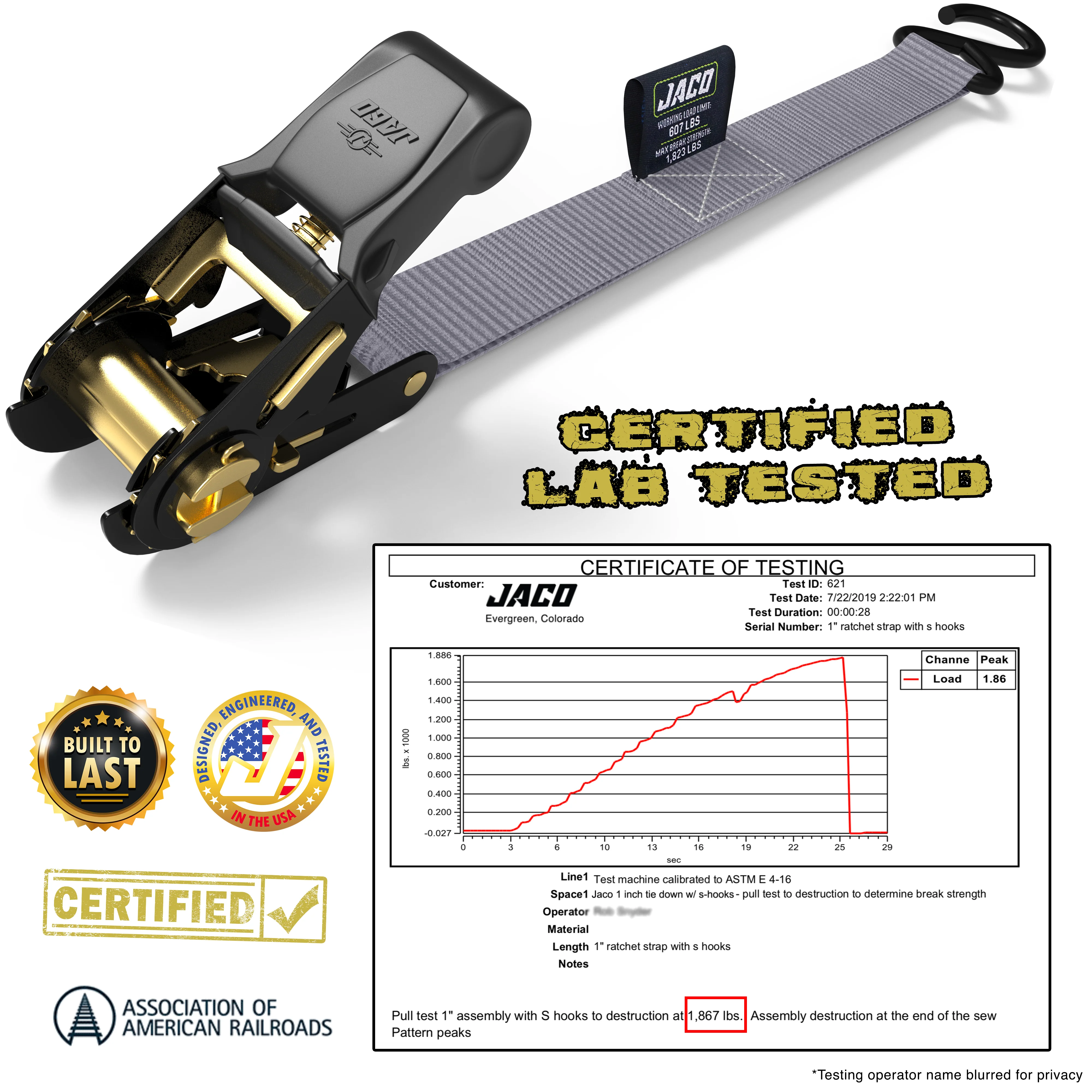Tie Down Ratchet Straps (4 Pack) - 1 in x 15 ft | AAR Certified Break Strength (1,823 lbs) | Cargo Tie Down Set - Image 20